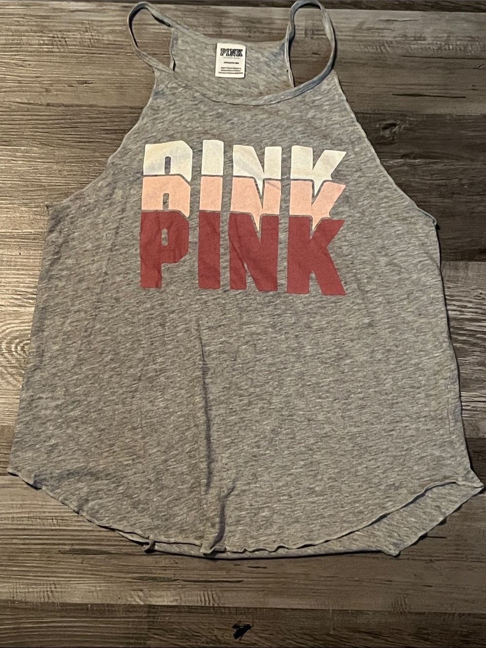 PINK Victoria's Secret Gray Tank with Pink Ombre Logo